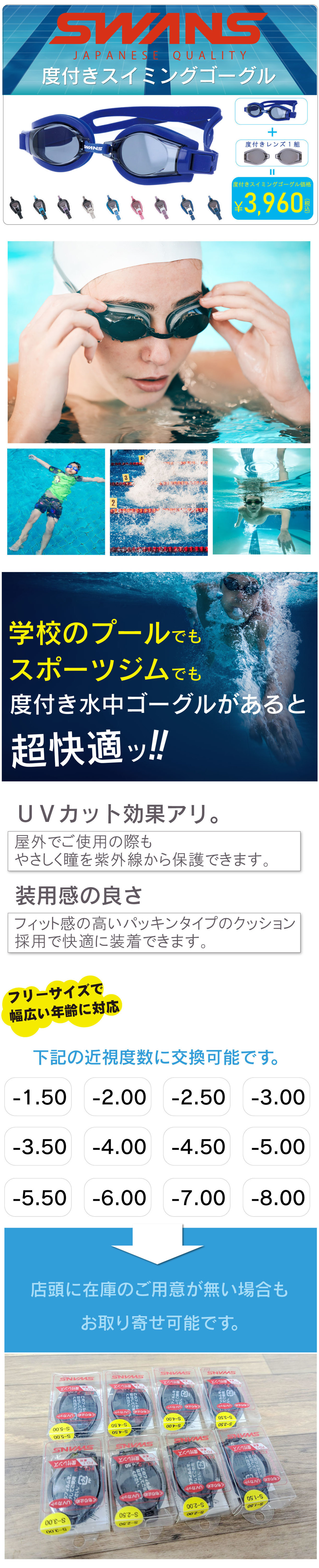 メガネーゼの度付き水中ゴーグル詳細情報