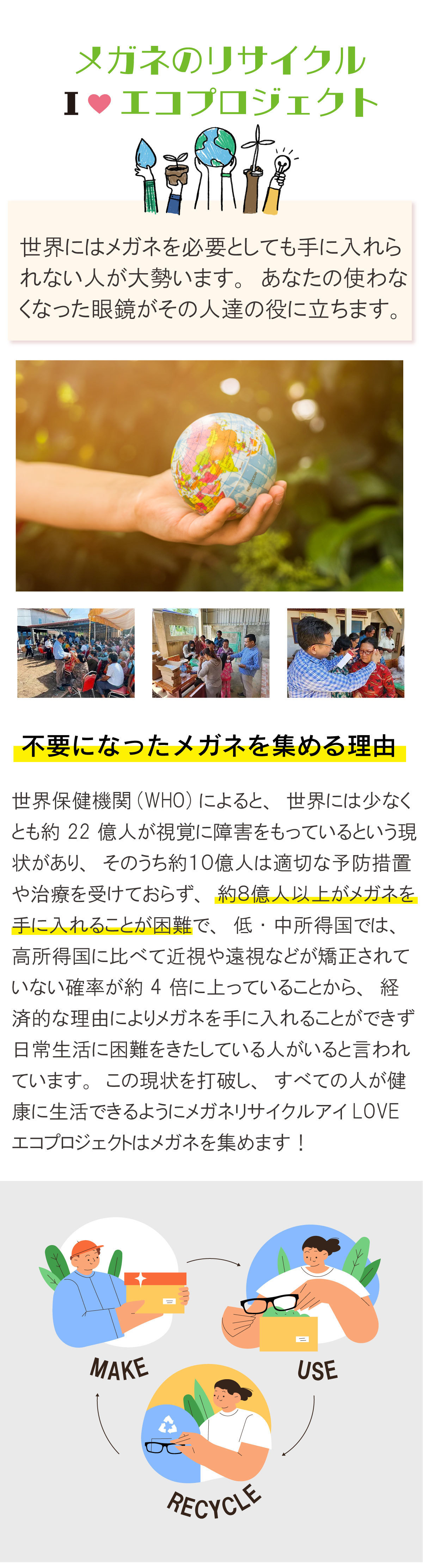 メガネーゼで回収、メガネのリサイクル