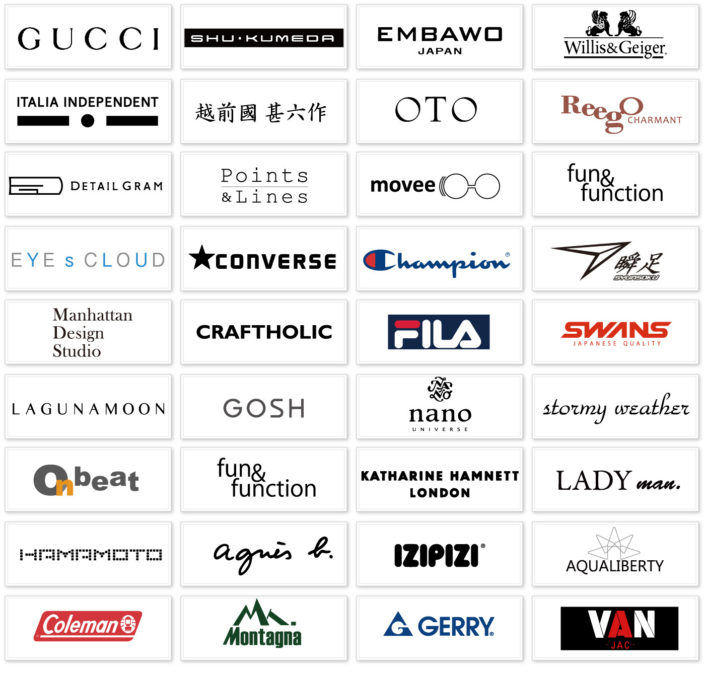 メガネーゼ取扱ブランドリスト